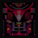 JJF-3, 8 x 8, 2018, ink on japanese fiber - relief print, chine collé, cotton fiber